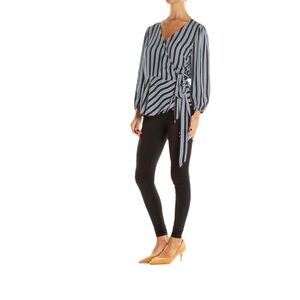 LOFT Striped Wrap Blouse in Navy / White Size PETITE Large — Absolutely Gorgeous